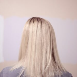 Long platinum blonde hair