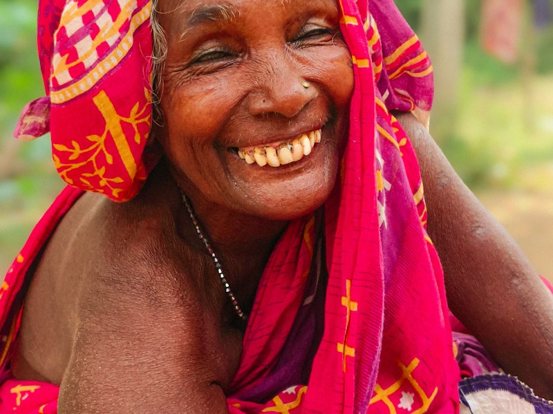 Joyful woman in a headscarf