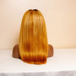 Long straight wig on a stand